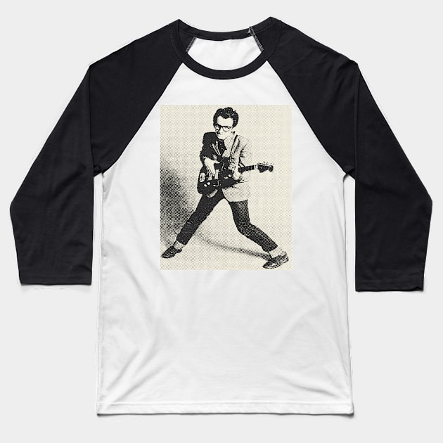 Elvis Vintage Halftone Baseball T-Shirt by Baharnis